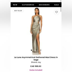 La Lune Asymmetrical Gathered Maxi Dress in Sage
Shona Joy